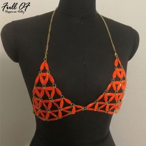 Sexy Bling Metal Chest chain Sequins Crop Tops Women Summer Beach Halter Sparkling Nightclub Party cropped bralette Tank top hot