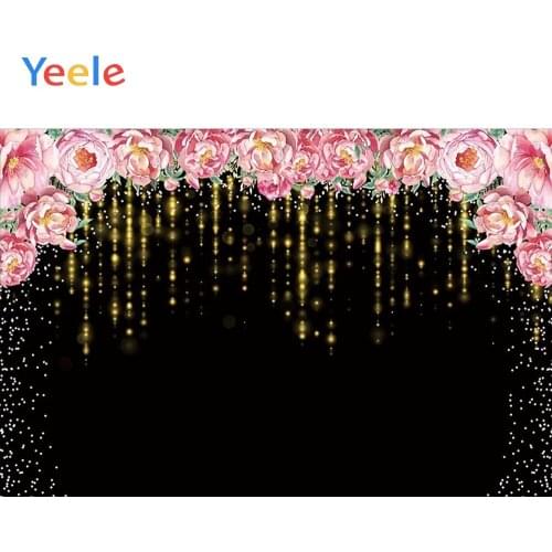 Flower Golden Shiny Glitter Baby Birthday Party Backdrop Custom Vinyl Photography Background For Photo Studio Photophone Shoot
