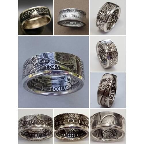 Vintage Cion Carved Years Rings for Women Antique Silver Hiphop Punk Rings for Men Wedding Party Unisex Jewelry Rings