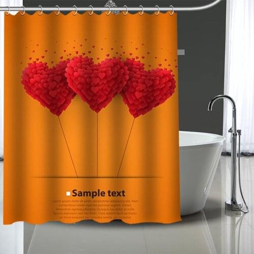 Custom High Quality Love Shower Curtains Bath Products Bathroom Decor Waterproof Polyester With 12 Pcs Hooks