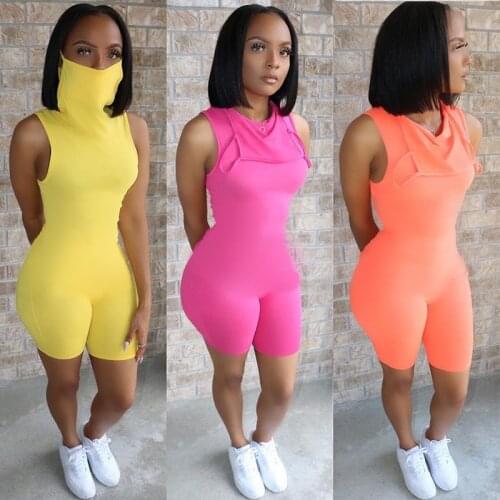 BKLD Womens Jumpsuits And Rompers 2020 Summer New Sexy Party Clubwear Sleeveless Rompers Women Outfit With Match Face Mask