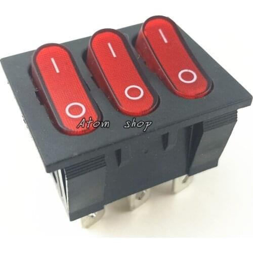 1PCS/lot KCD3 Triple 9-pin rocker switch 15A/250V