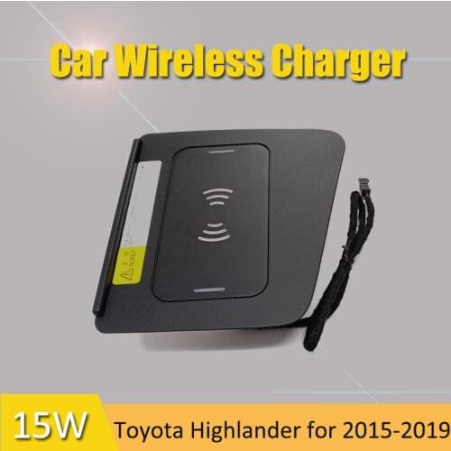 15W Car QI wireless battery charger for Toyota Highlander 2015 2016 2017 2018 2019 mobile phone fast charging plate accessories