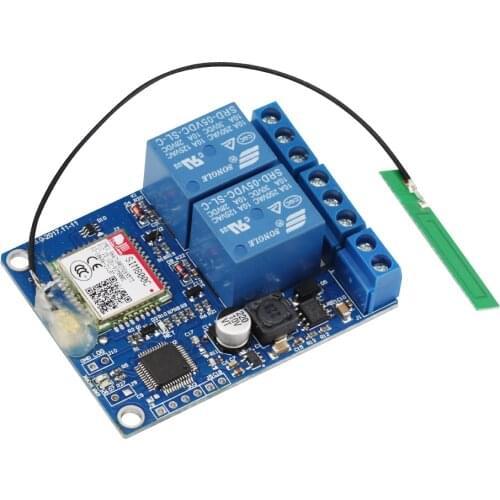 Aihasd 2 Channel Relay Module SMS GSM Remote Control Switch SIM800C STM32F103CBT6 with GSM Antenna for Greenhouse Oxygen Pump
