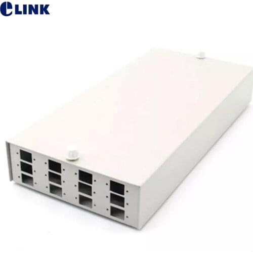 2pcs 12 cores FTTH SC blank terminal box SPCC 12 ports LC DX ST FC fiber optic patch panel FTTX box Beige ELINK thickened