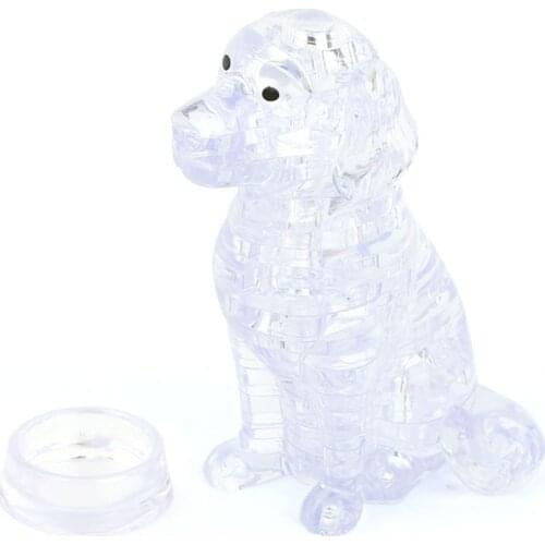 3D Crystal Puzzle Dog Model DIY Puppy Jigsaw Game Assembly Building Block Educational Toys for Kids Aldult Decoration Gifts