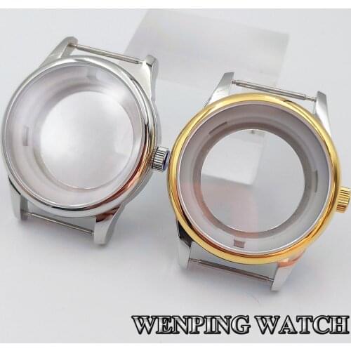 40mm silver watch case sapphire glass case fit ETA 2836 NH35 36 miyota 8215 821A DG2813/3804 movement