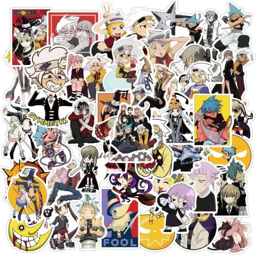 50PCS Japanese Anime Soul Eater Stickers For Car Helmet DIY Bicycle Guitar Notebook Skate Stationery Decals Graffiti Sticker F3