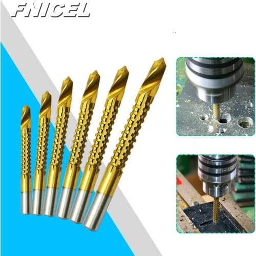 6pcs/Set 3-8mm Titanium Coated HSS Drill Bit Electric Drill Plastic Metal Hole Grooving Drill Saw Carpenter Woodworking Tools