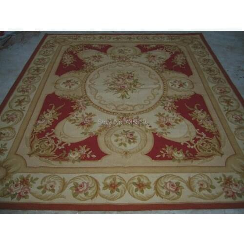Free Shipping 5'X8' Antique French Aubusson rug hand knotted 100% New Zealand wool rugs and carpets with Red floral design