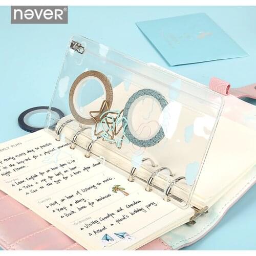 Never Unicorn Series Spiral Notebook and Journals Transparent PVC Storage Zipper Bag A6 Planner File Bag Accessories Stationery