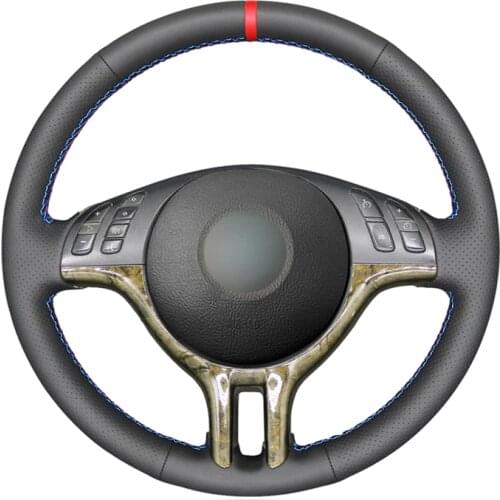 Black Artificial Leather Car Steering Wheel Cover for BMW E46 318i 325i 330ci E39 X5 E53 Z3 E36/7 E36/8