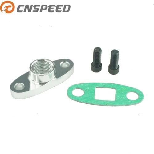 CNSPEED Turbo Oil Drain Outlet Flange Gasket Adapter Kit Female AN10 1/2 NPT Fitting T3 T4 GT32 GT37 GT40 Turbo fitting
