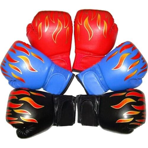Kids Children Boxing Gloves Professional Flame Mesh Breathable PU Leather Flame Gloves Sanda Boxing Training Glove