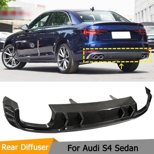 Car Rear Bumper Diffuser Lip Spoiler for Audi S4 Sedan 2018 2019 Carbon Fiber Rear Bumper Diffuser Lip Chin Spoiler Splitters