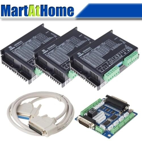 DIY 3 Axis CNC Driver Kit - Digital Stepper Driver 2DM542 24VDC 4.2A & Breakout Board for DIY CNC Router Machine
