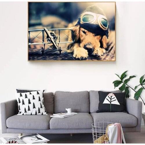 GOODECOR Cute Dog Custom Photo Prints Poster Living Room Home Decor Animals Canvas Wall Art Pictures Unframed