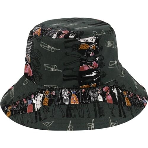 Autumn and Winter Double Sides Print Cotton Bucket Hat Fisherman Hat Outdoor Travel Hat Sun Cap Hats for Men and Women 104
