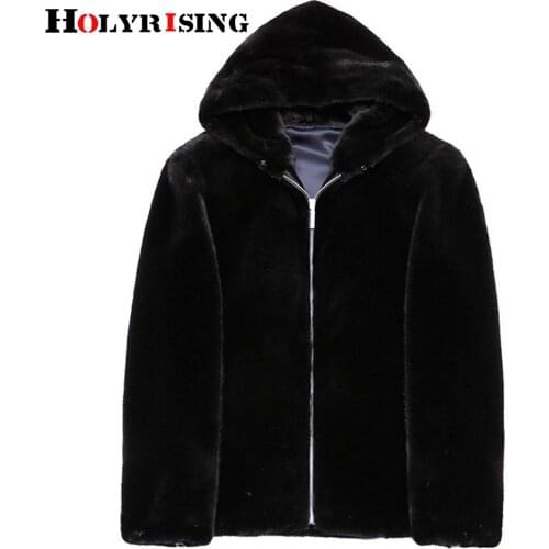 Holyrising 6XL Men Winter Thick Jackets Faux Fur Mink Hair Outdoor Over Coat Overwear Furry Soft Male Clothing Plus Size 19308