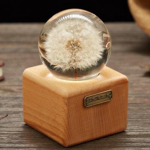 Crystal Ball Decoration Interstellar Galaxy Carved Glass Transparent With Bluetooth Music Box