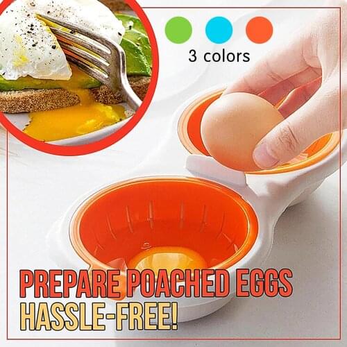 Kitchen Microwave Egg Poacher Food Grade Cookware Double Cup Egg Boiler Kitchen Steamed Egg Set Microwave Ovens Cooking Tools