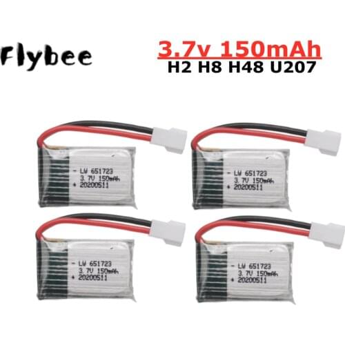 3.7v 150mah lipo Battery For JJrc H2 H8 H48 U207 RC Quadcopter Spare Parts 3.7v H8 Rechargeable Battery 1pcs to 5pcs