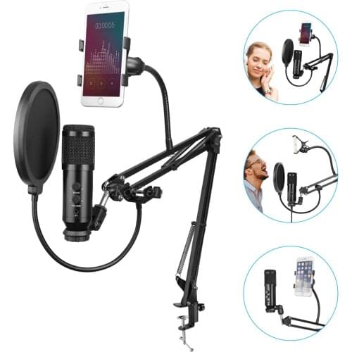 New bm 800 Microphone Podcast Condenser USB Microphone for PC iPhone Android Smartphone Video Streaming Recording Mic Karaoke