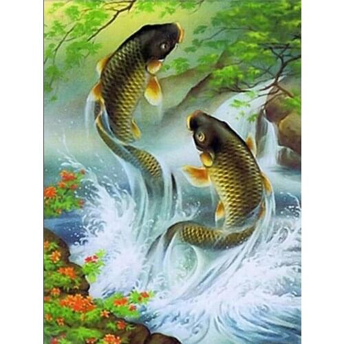 5d DIY Diamond Painting Full Drill Round Rhinestones Diamond Mosaic Cross Stitch Kits Diamond Embroidery Fish