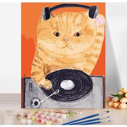 DIY Paint By Numbers For Adults Canvas Acrylic Paint Freehand Sketching Cat Drawing Room Hallway Bedroom 40x50cm Plank Frame