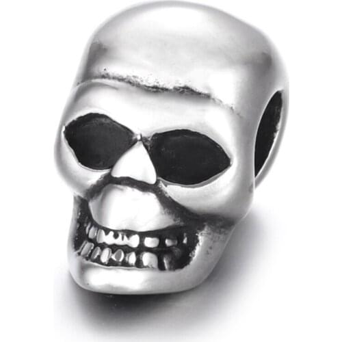 Stainless Steel Skull Bead Polished 5mm Large Hole Beads Metal Charms DIY Bracelet Components Jewelry Making Accessories