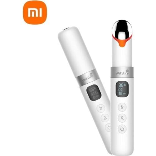 New xiaomi wellskins lcd display color light eyes massager wand usb eye beauty heated stick black gallstone magnetic vibration