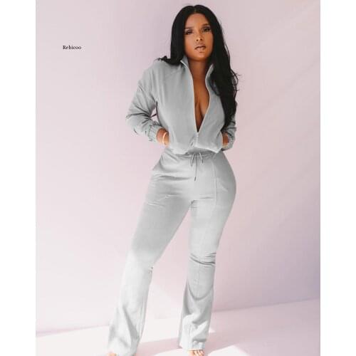 Fall Clothes Sweat Suits Long Sleeve Zipper Sweatshirt+Flare Pant Outfits for Women Plus Size Black Sweatsuit Matching Sets