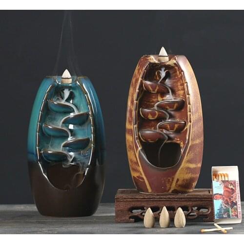 Backflow Waterfall Incense Special Burner stand Handicraft Ceramic fountain Smoke Aromatherapy base Home Decoration Gift