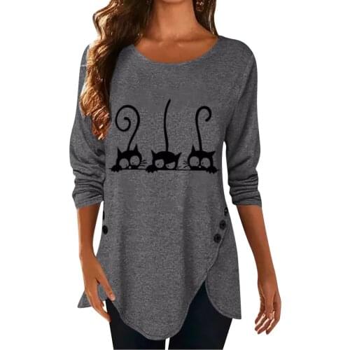 Animal Printing Long Sleeve Shirts Tops Casual Round Neck Blouses Tunic Spring Plus Size Womens Blouse Clothing Рубашка Женская