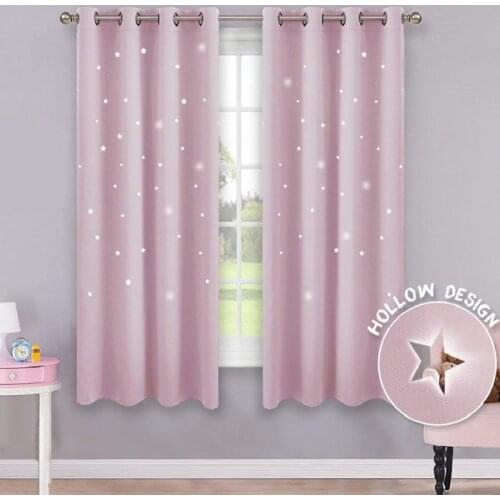 Hollow Stars Blackout Curtains for Kids Bedroom Living Room Three Layers Fabrics Window Curtains Home Decor Stars Tulle