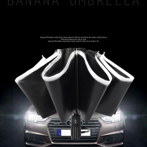 10 Ribs Folding Automatic Umbrella Wind Resistant Classic Red Wind Resistant Umbrella with Reflective Strip Men and Women B65