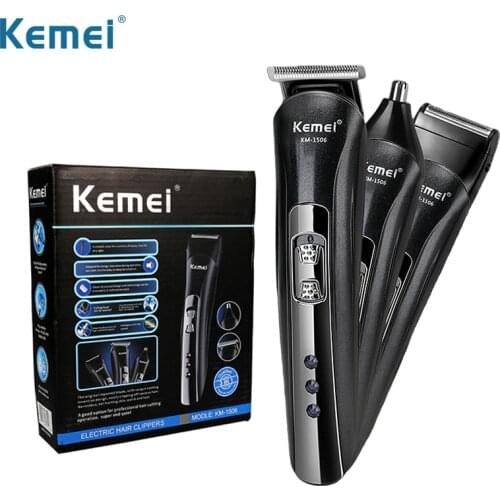 Kemei 3 In 1 Trimmer for Men Baby Shaver Electric Tondeuse Barbe Hair Cutting Machine Rechargeable Nose Hair Grooming Kit Gift