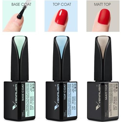 Venalisa 2020 New 15ml Tempered Top Coat Base Coat Silky Matt Top Coat Nail Gel Polish For Nail Art Manicure UV Gel Soak Off