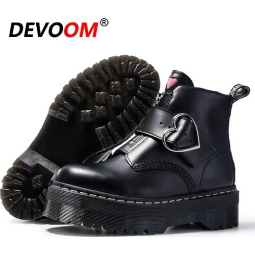 Winter Fashion Ankle Platform Boots Women Leather 2020 femmes bottes Chunky Boots Black Rubber Shoes for Girls Women Botas Mujer