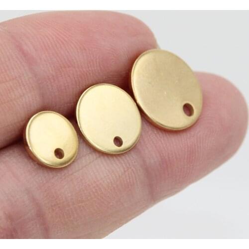 Gold Earstud 316L Stainless Steel Ear Post with 8mm/ 10mm/ 12mm Round Flat Pad Base Setting Hole Hypo-Allergenic Posts