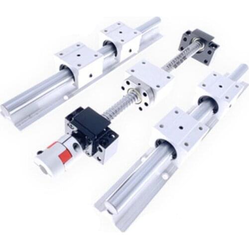 1Set 200-600mm 1605Ball Screw Nut Set Hand-operated Linear Guide Screw Machining Finished Screw Nut Sliding Table Module