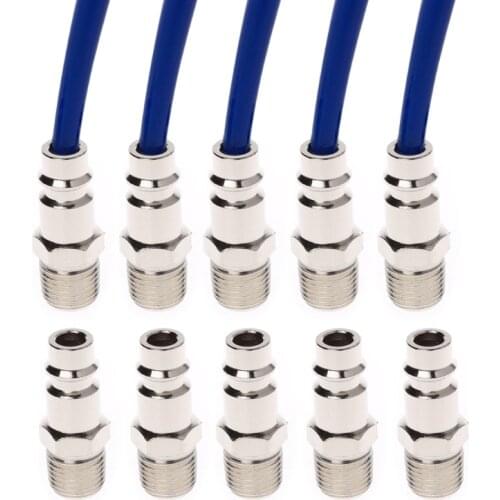 1pcs Euro Air Line Hose Fitting Air Compressor Connector Quick Release Coupler Plug Socket Connector 1/4Inch BSP Male Thread