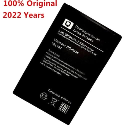 100% Original New 2000mAh Battery for BQ BQ-5035 Velvet BQS-5035 BQ 5035 Mobile phone battery High quality