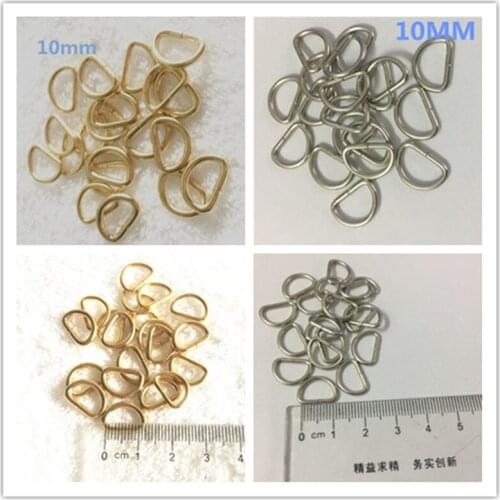 100pcs 10mm gold/silver color D Shaped buckle Sewing Accessories Non-Welded Dee Ring DIY connect buckles Hand-made materials