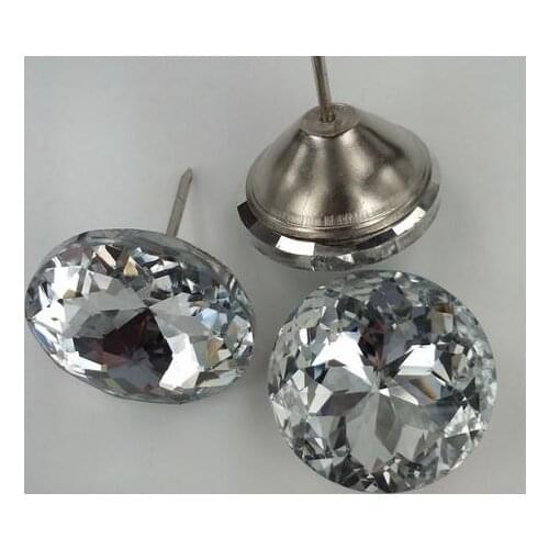 100pcs/lot 30mm Glass Crystal Buttons Upholstery Nail Stud Sofa Bed Headboard Decor Furniture bauhinia studs