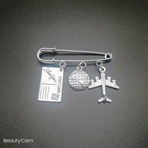 2020 New Travel Brooch, Passport and Plane Keychain, Stewardess Friendship Gift Jewelry Pin