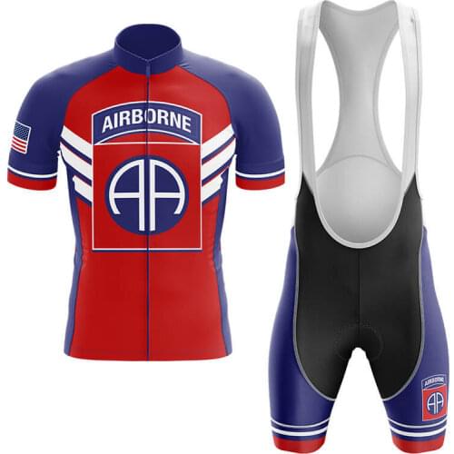 2021 82nd Airborne Division Cycling Jersey Set Summer Cycling Wear Mountain Bike Clothes Bicycle Cycling Bib Shorts Jersey Kit