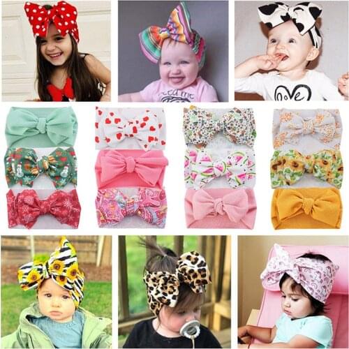 3 Pcs/Set Flower Baby Girl Headbands Princess Bows Elastic Newborn Hair Bands Soft Baby Headband For Girls Baby Hair Accessories