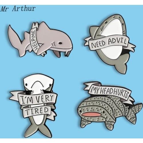 4 Styles Whale Shark Enamel Pin Protection Marine Badge Brooch Backpack Clothes Lapel Pin Animal Jewelry Gift for Friends