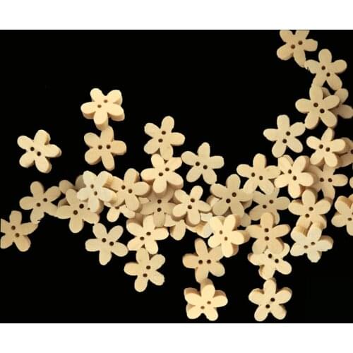 50PCs NEW Natural Wooden Buttons Cute Flower Shape Scrapbooking 2 Holes Buttons Flower Decor Sewing Clothing Cartoon DIY Making